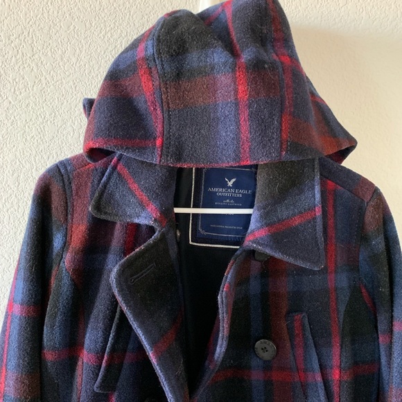 American Eagle Plaid Winter Coat - Picture 4 of 5